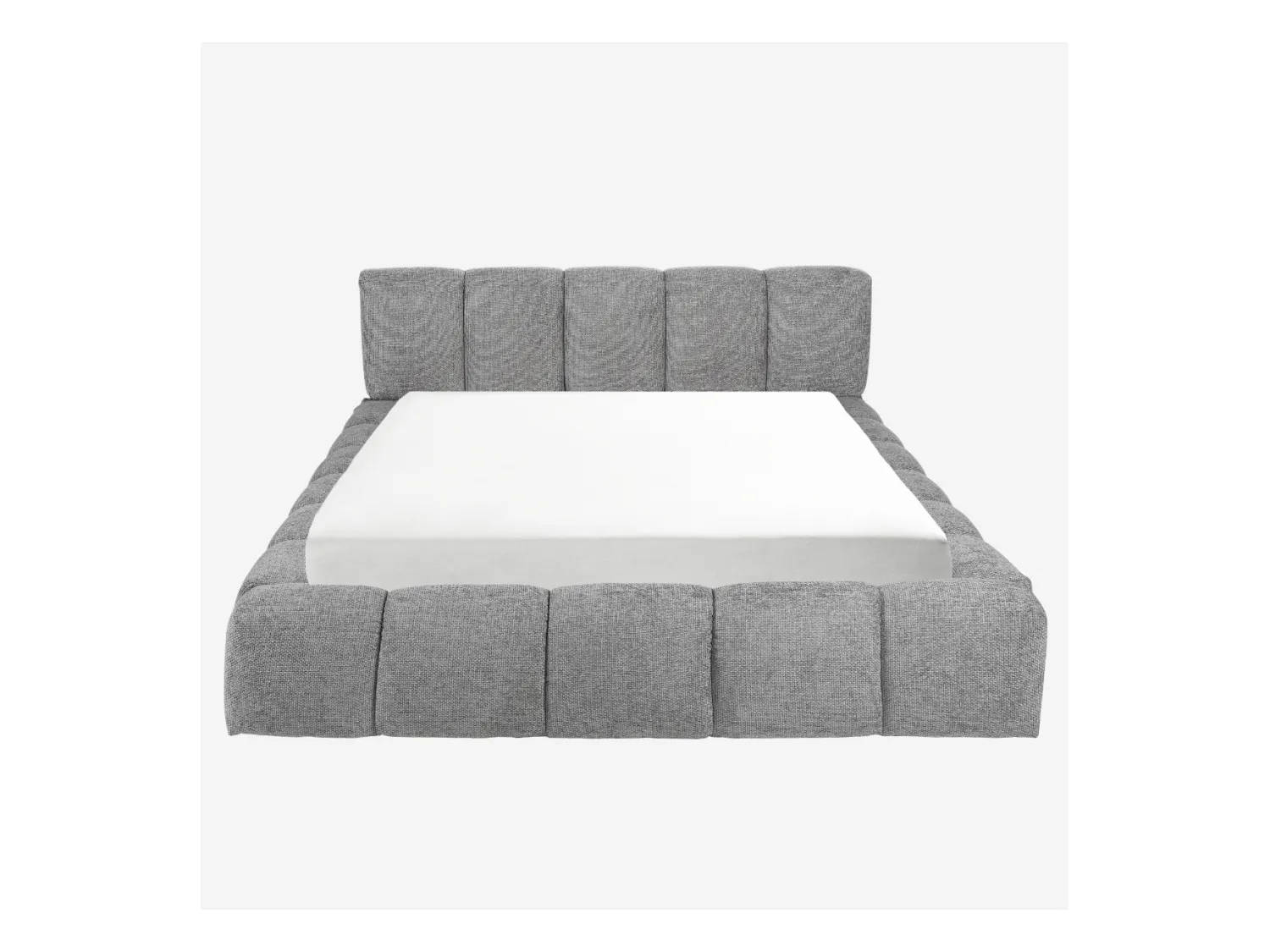 Habitat - Lit coffre 160 x 200 cm en tissu chenille - Gris galet - Setana