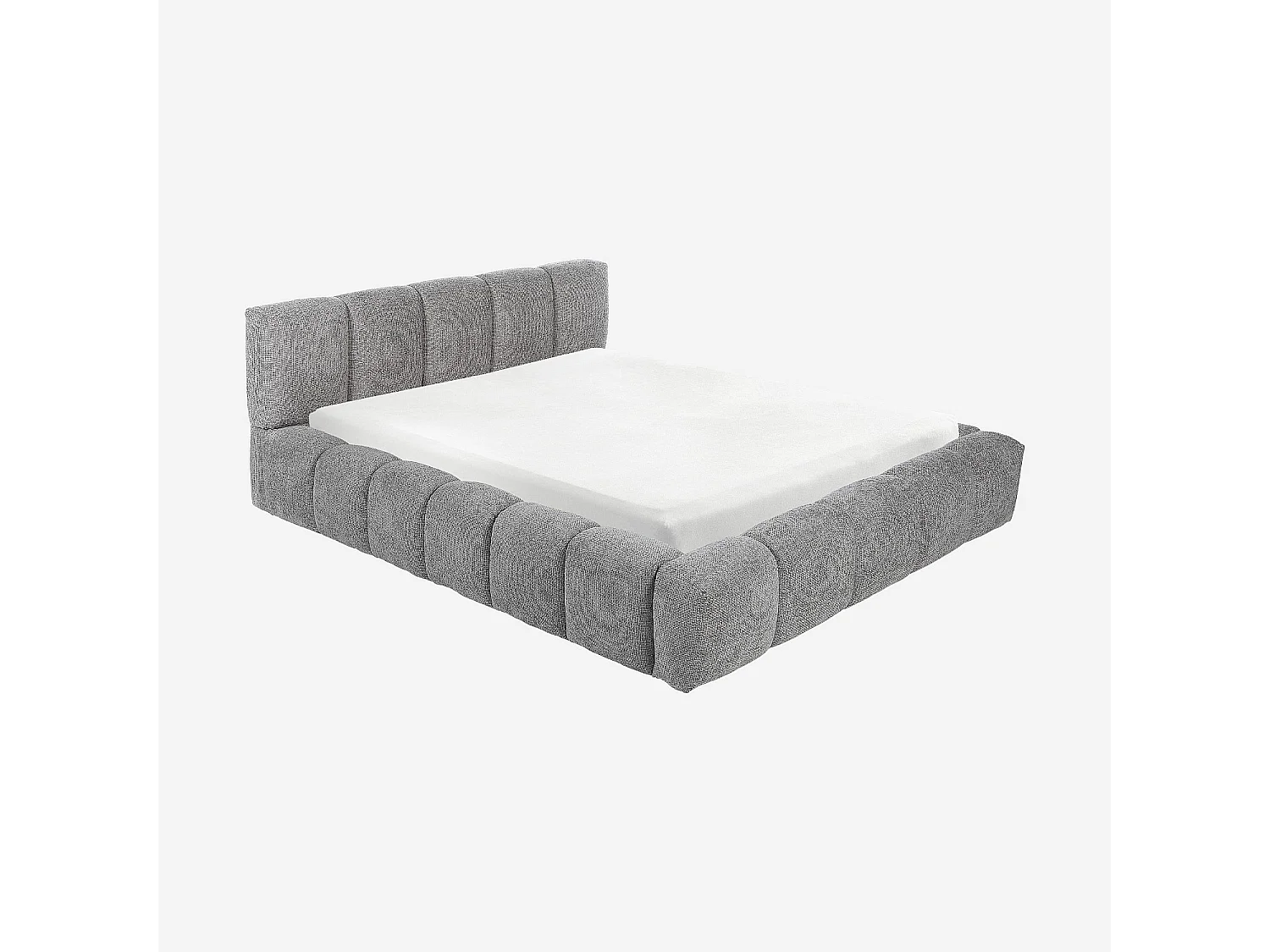 Habitat - Lit coffre 160 x 200 cm en tissu chenille - Gris galet - Setana