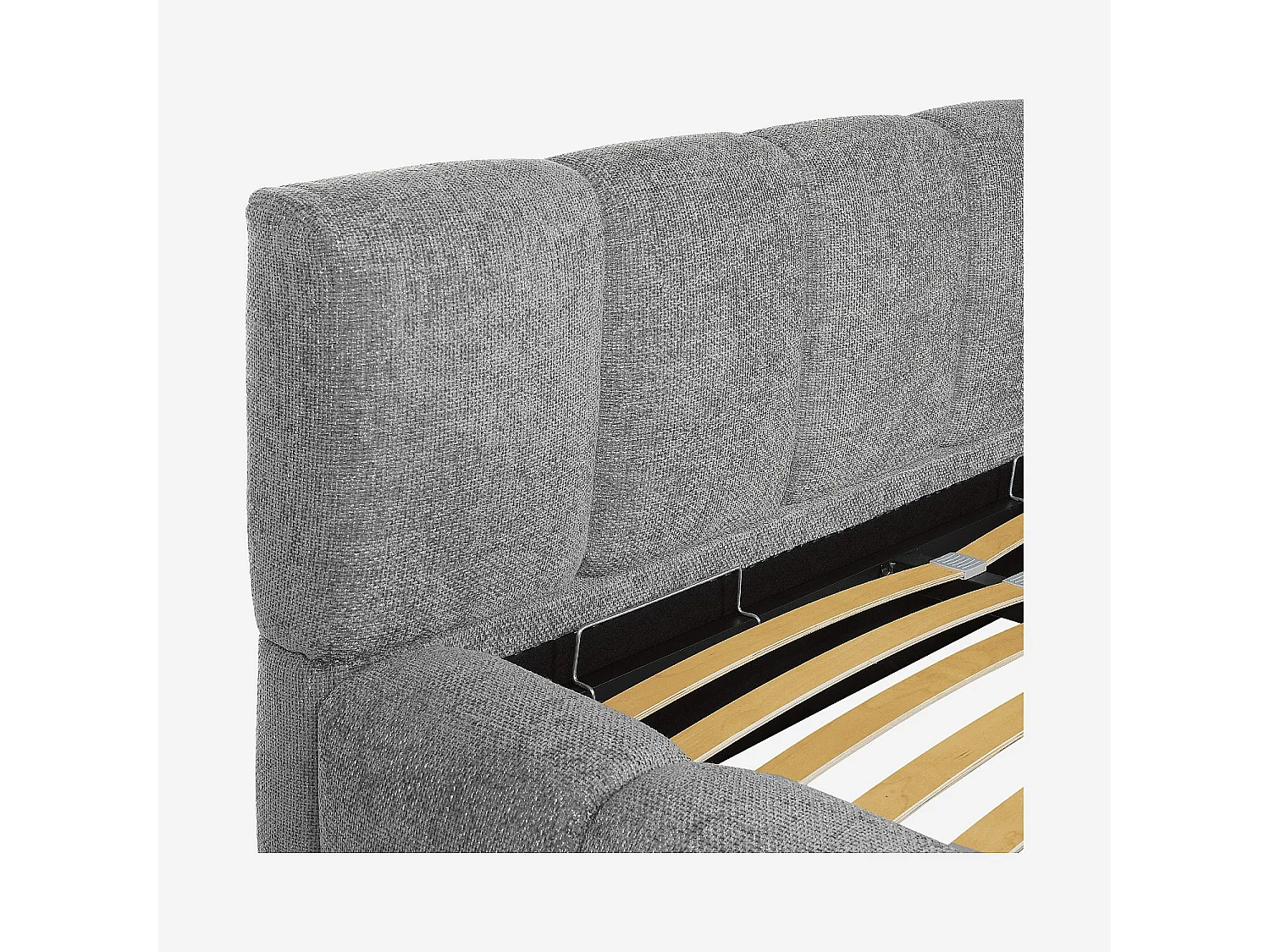 Lit coffre 160 x 200 cm en tissu chenille - Gris galet