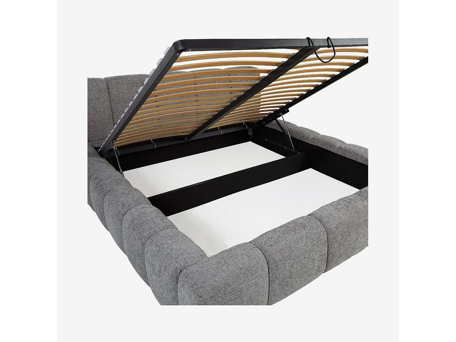 Lit coffre 160 x 200 cm en tissu chenille - Gris galet