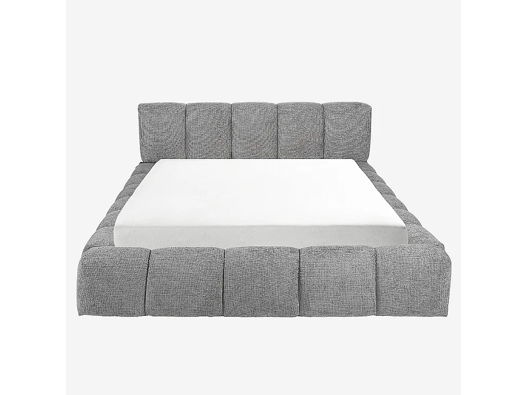 Habitat - Lit coffre 160 x 200 cm en tissu chenille - Gris galet - Setana