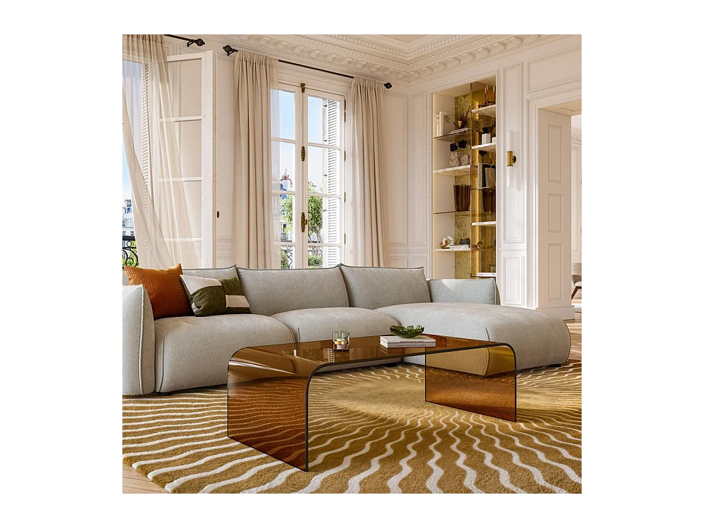 Habitat - Table basse rectangulaire en verre - Marron ambré - Tasilak