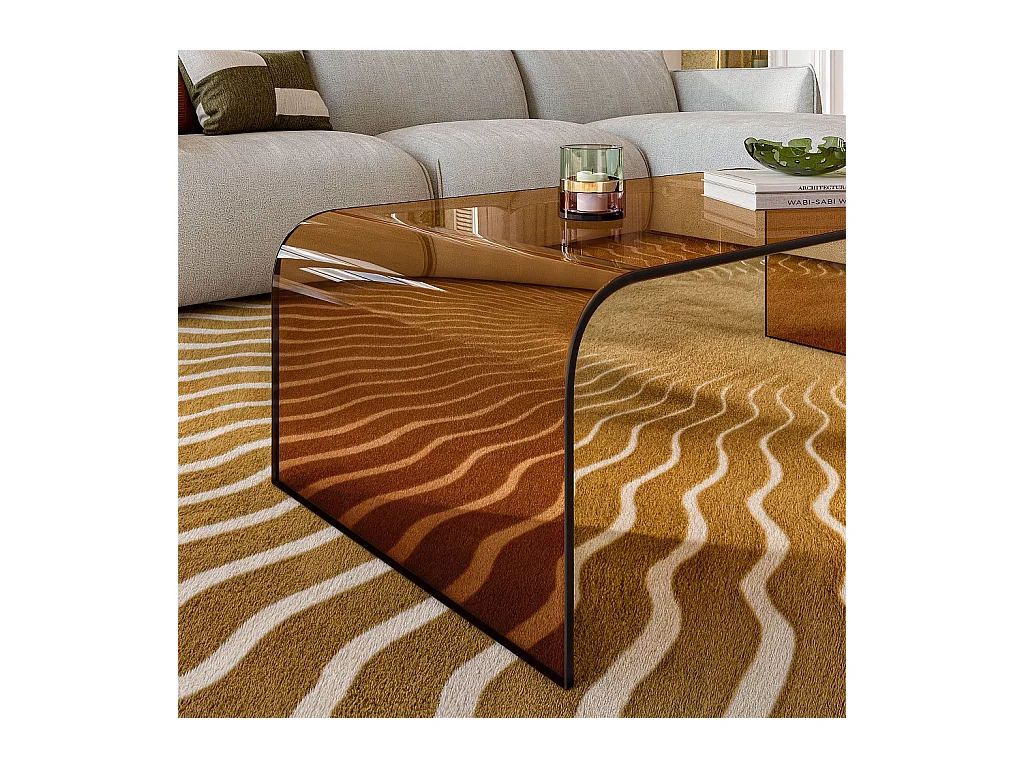 Habitat - Table basse rectangulaire en verre - Marron ambré - Tasilak