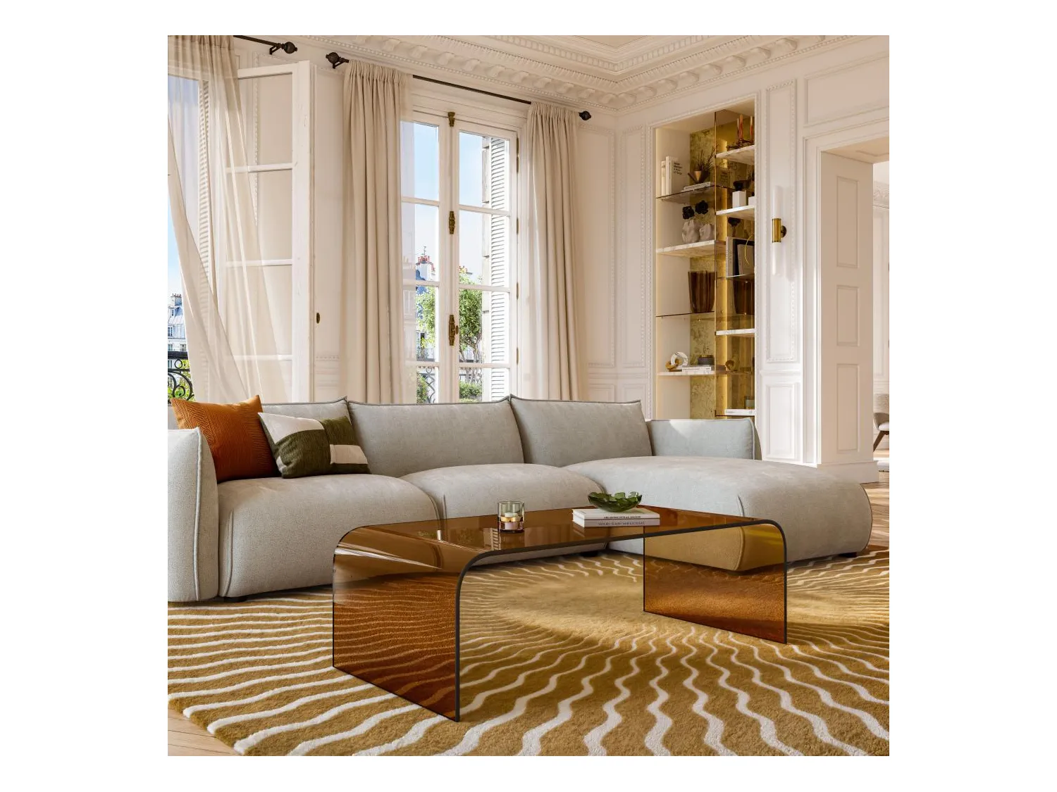 Habitat - Table basse rectangulaire en verre - Marron ambré - Tasilak