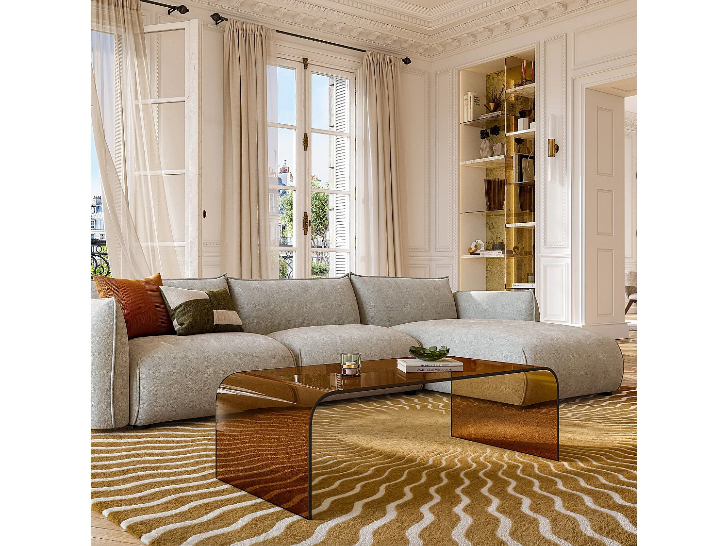 Habitat - Table basse rectangulaire en verre - Marron ambré - Tasilak