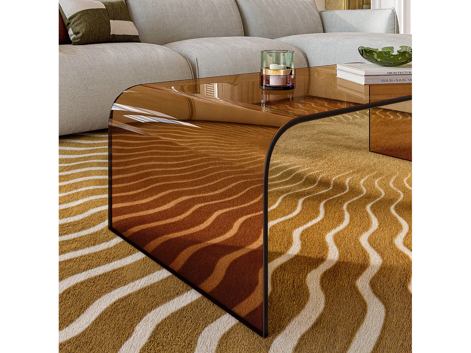 Habitat - Table basse rectangulaire en verre - Marron ambré - Tasilak