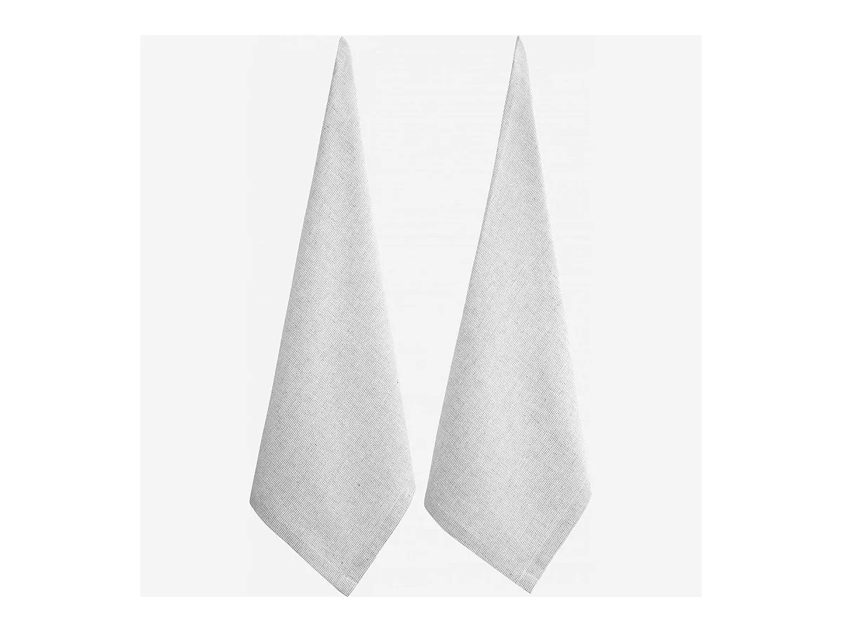 Habitat - Set de 2 torchons 70x50cm en coton et lin blanc tissé noir (Lot de 6) - Flag