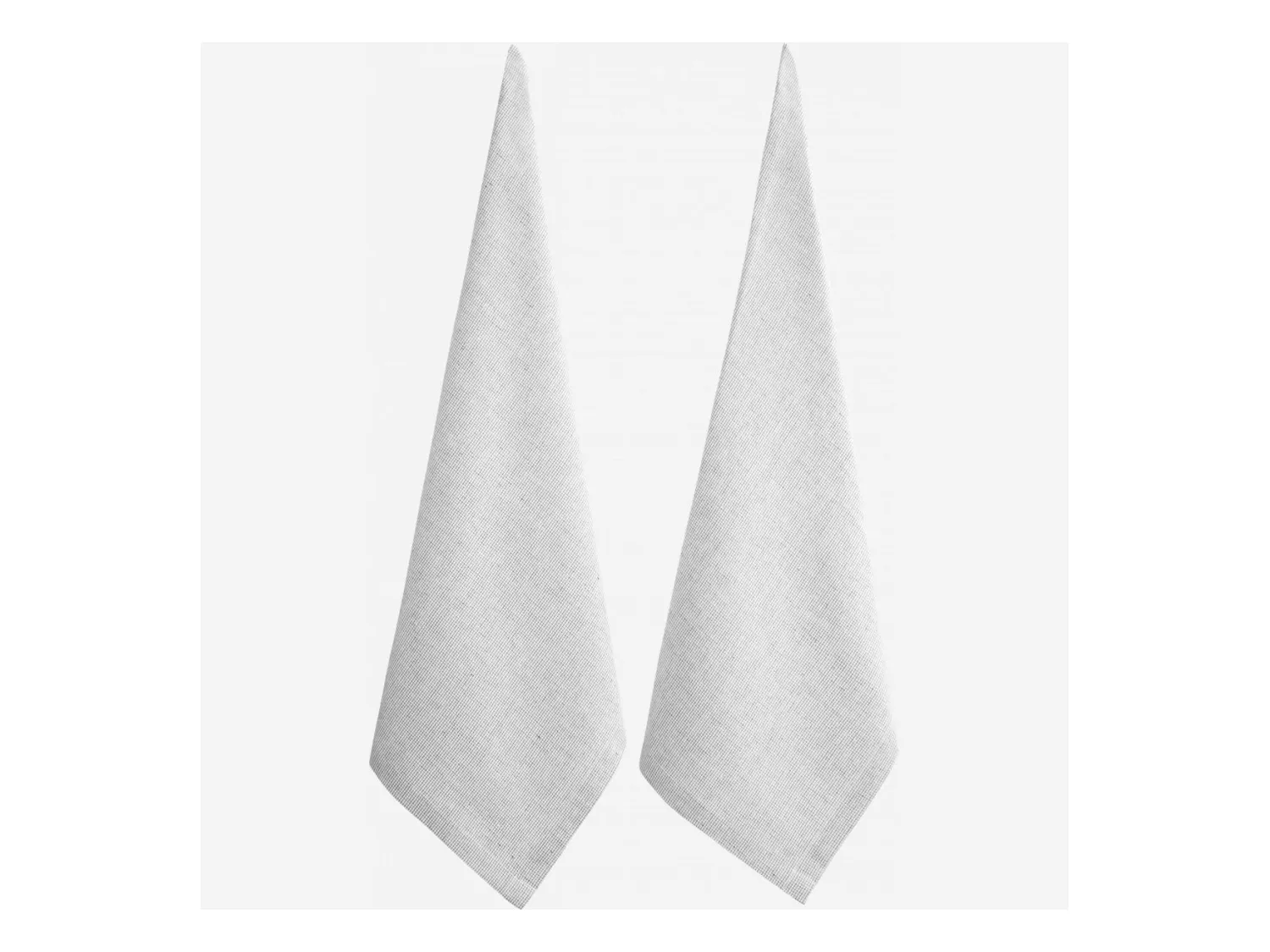 Habitat - Set de 2 torchons 70x50cm en coton et lin blanc tissé noir (Lot de 6) - Flag