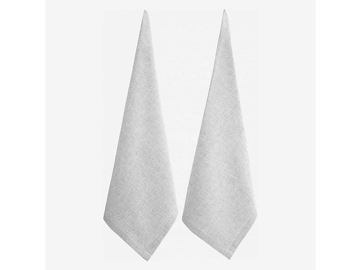 Habitat - Set de 2 torchons 70x50cm en coton et lin blanc tissé noir (Lot de 6) - Flag