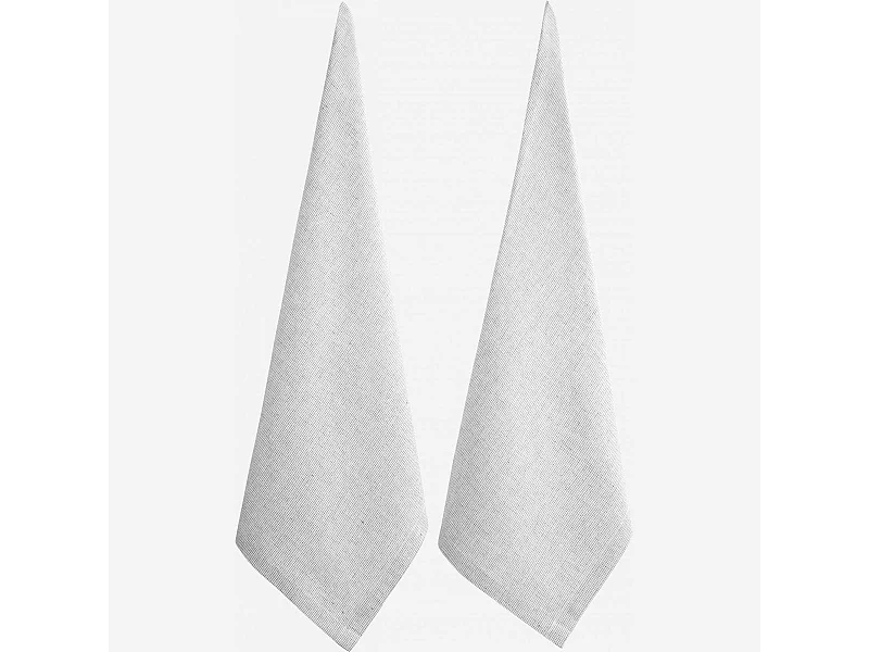 Habitat - Set de 2 torchons 70x50cm en coton et lin blanc tissé noir (Lot de 6) - Flag