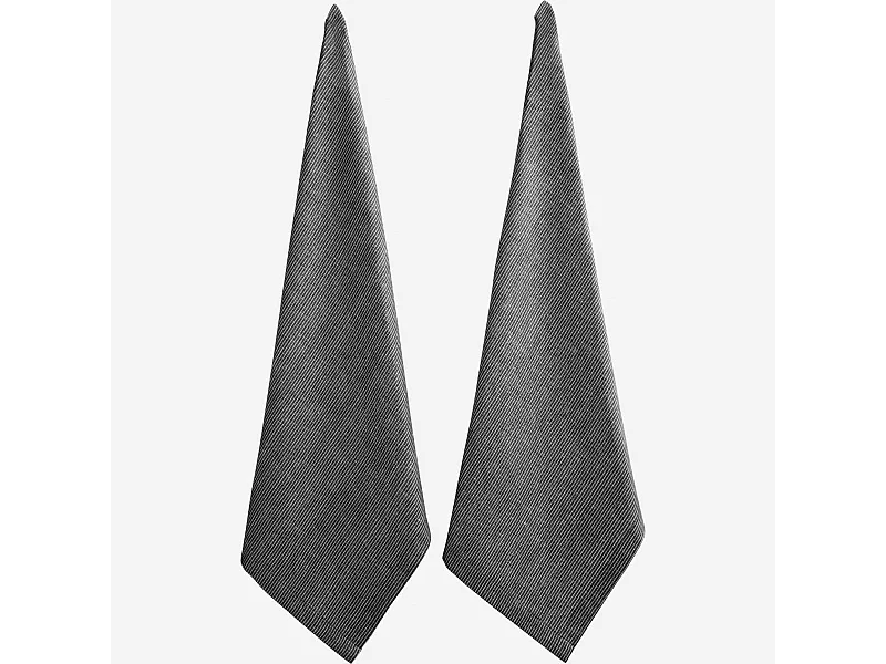 Habitat - Set de 2 torchons 70x50cm en coton et lin noir tissé blanc (Lot de 6) - Fitzroy