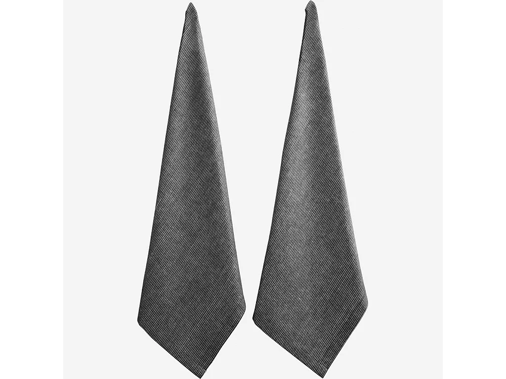 Habitat - Set de 2 torchons 70x50cm en coton et lin noir tissé blanc (Lot de 6) - Fitzroy