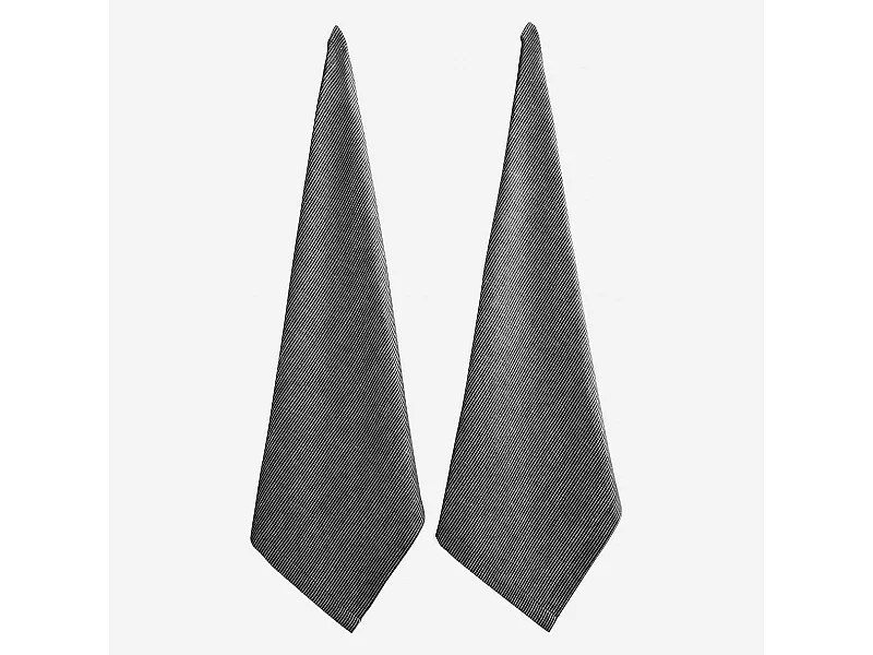 Habitat - Set de 2 torchons 70x50cm en coton et lin noir tissé blanc (Lot de 6) - Fitzroy