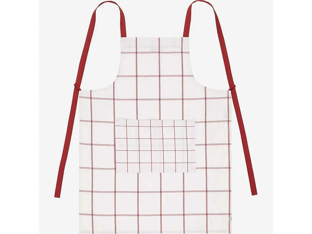 Habitat - Tablier de cuisine en coton - Blanc à carreaux rouges - Julie