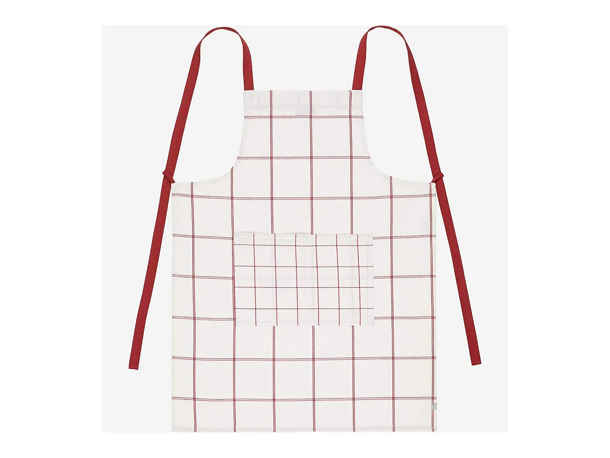 Habitat - Tablier de cuisine en coton - Blanc à carreaux rouges - Julie