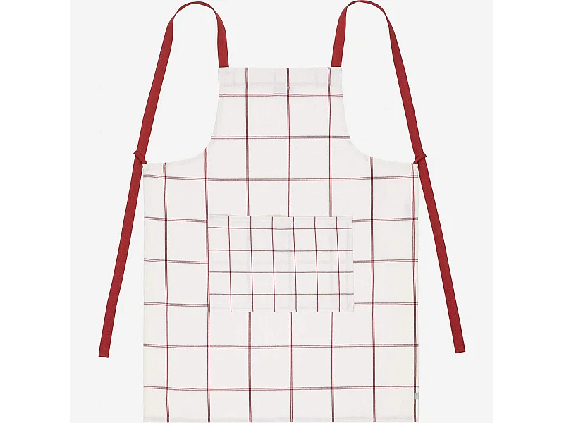 Habitat - Tablier de cuisine en coton - Blanc à carreaux rouges - Julie