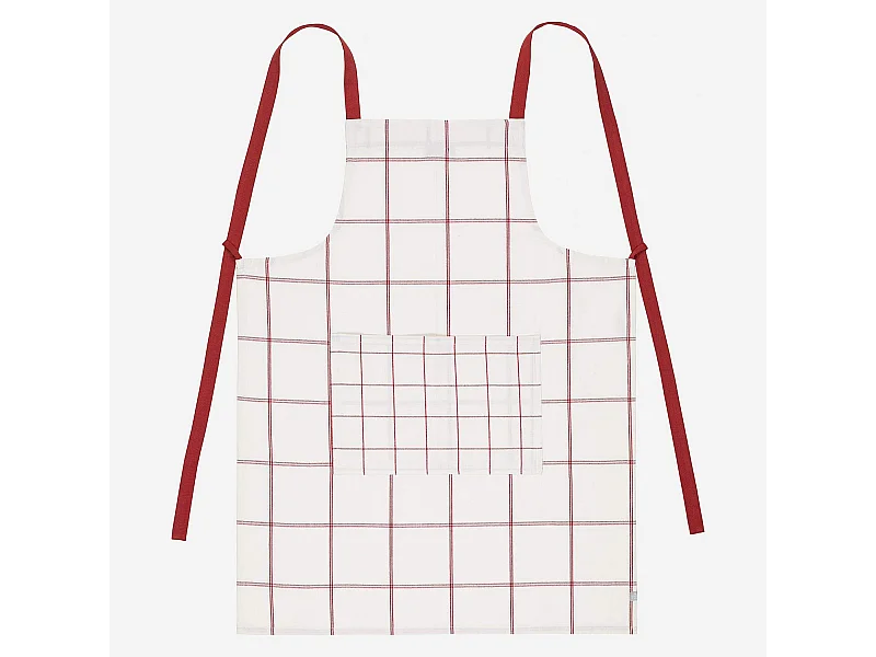 Habitat - Tablier de cuisine en coton - Blanc à carreaux rouges - Julie