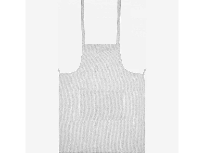 Habitat - Tablier de cuisine en coton et lin - Blanc tissé noir - Flag