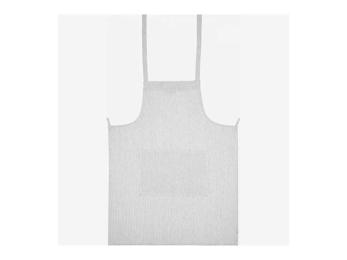 Habitat - Tablier de cuisine en coton et lin - Blanc tissé noir - Flag