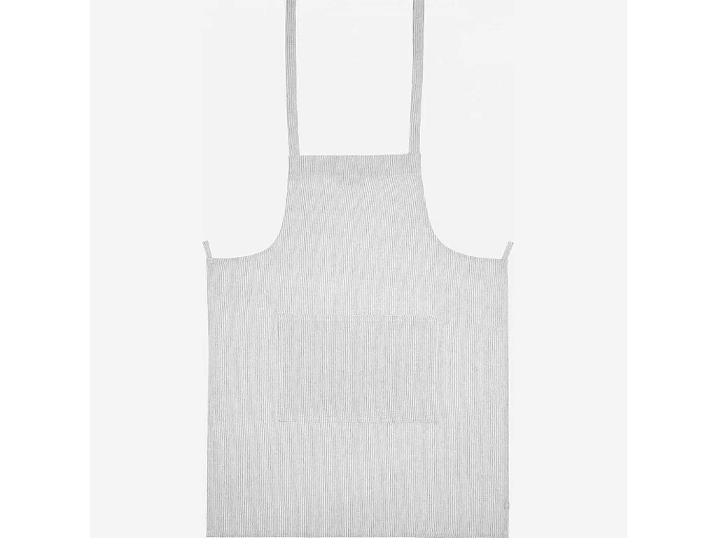 Habitat - Tablier de cuisine en coton et lin - Blanc tissé noir - Flag