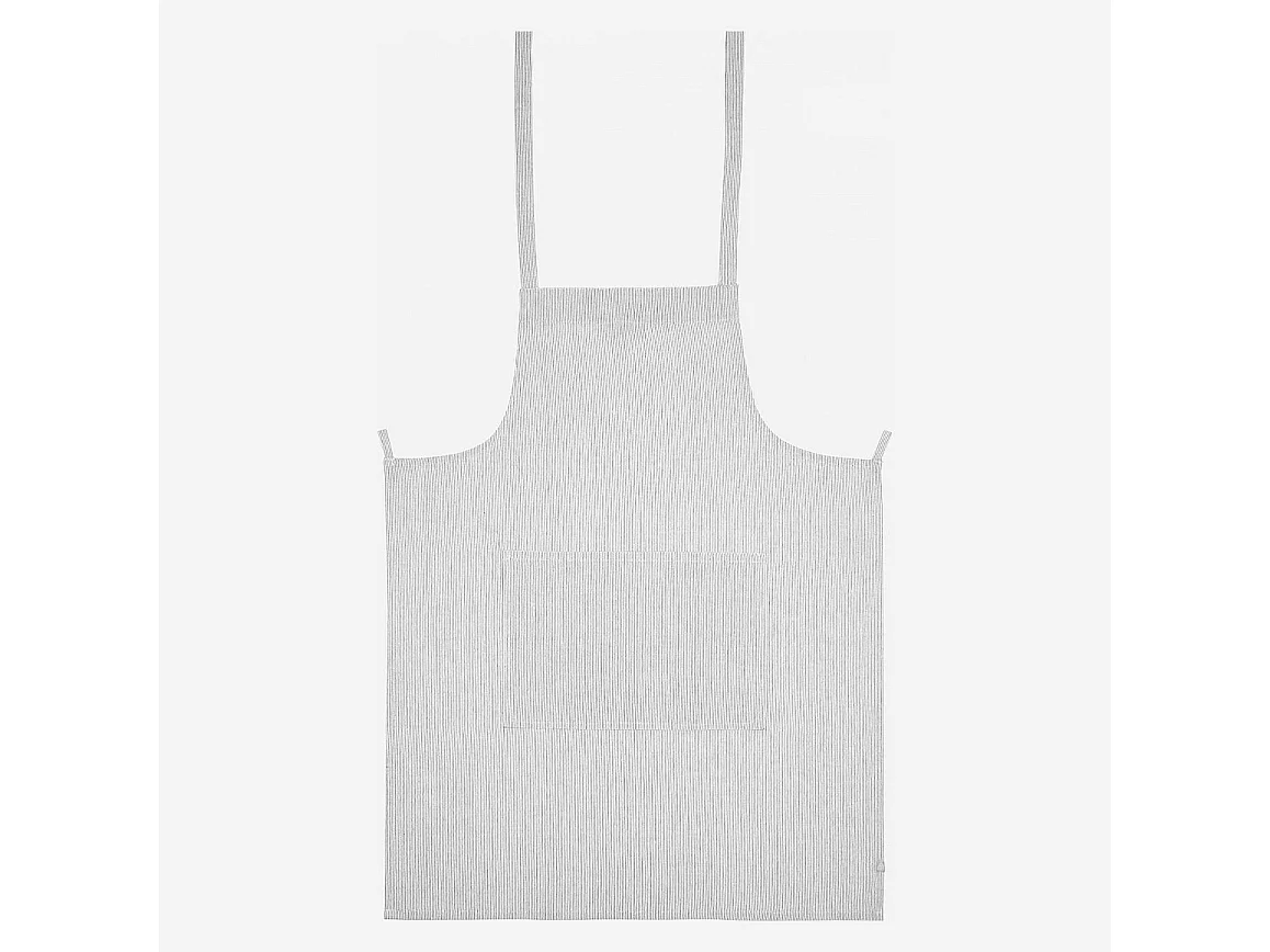 Habitat - Tablier de cuisine en coton et lin - Blanc tissé noir - Flag