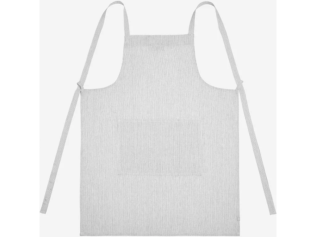 Habitat - Tablier de cuisine en coton et lin - Blanc tissé noir - Flag