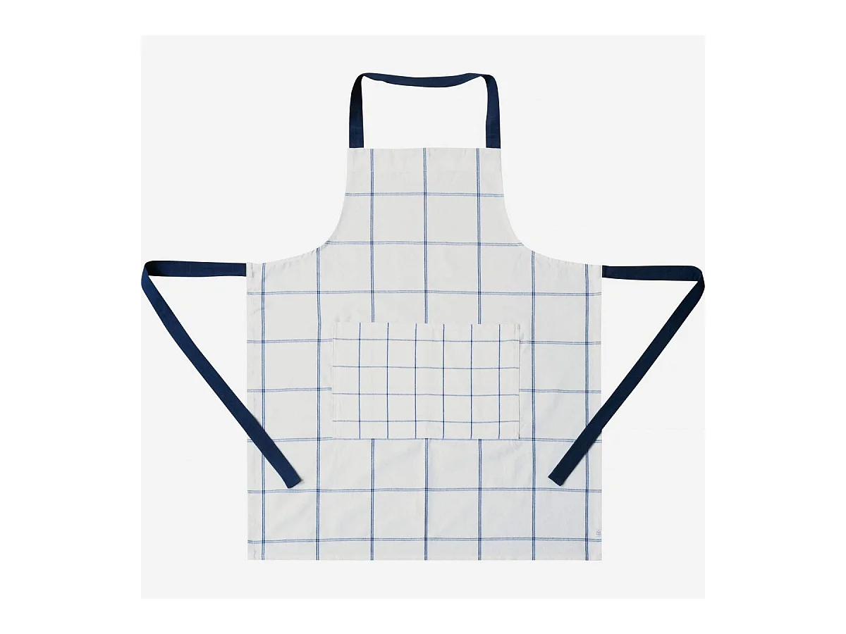 Habitat - Tablier de cuisine en coton - Blanc à carreaux bleus - Julie