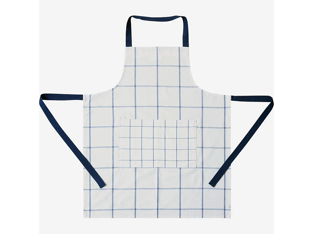 Habitat - Tablier de cuisine en coton - Blanc à carreaux bleus - Julie