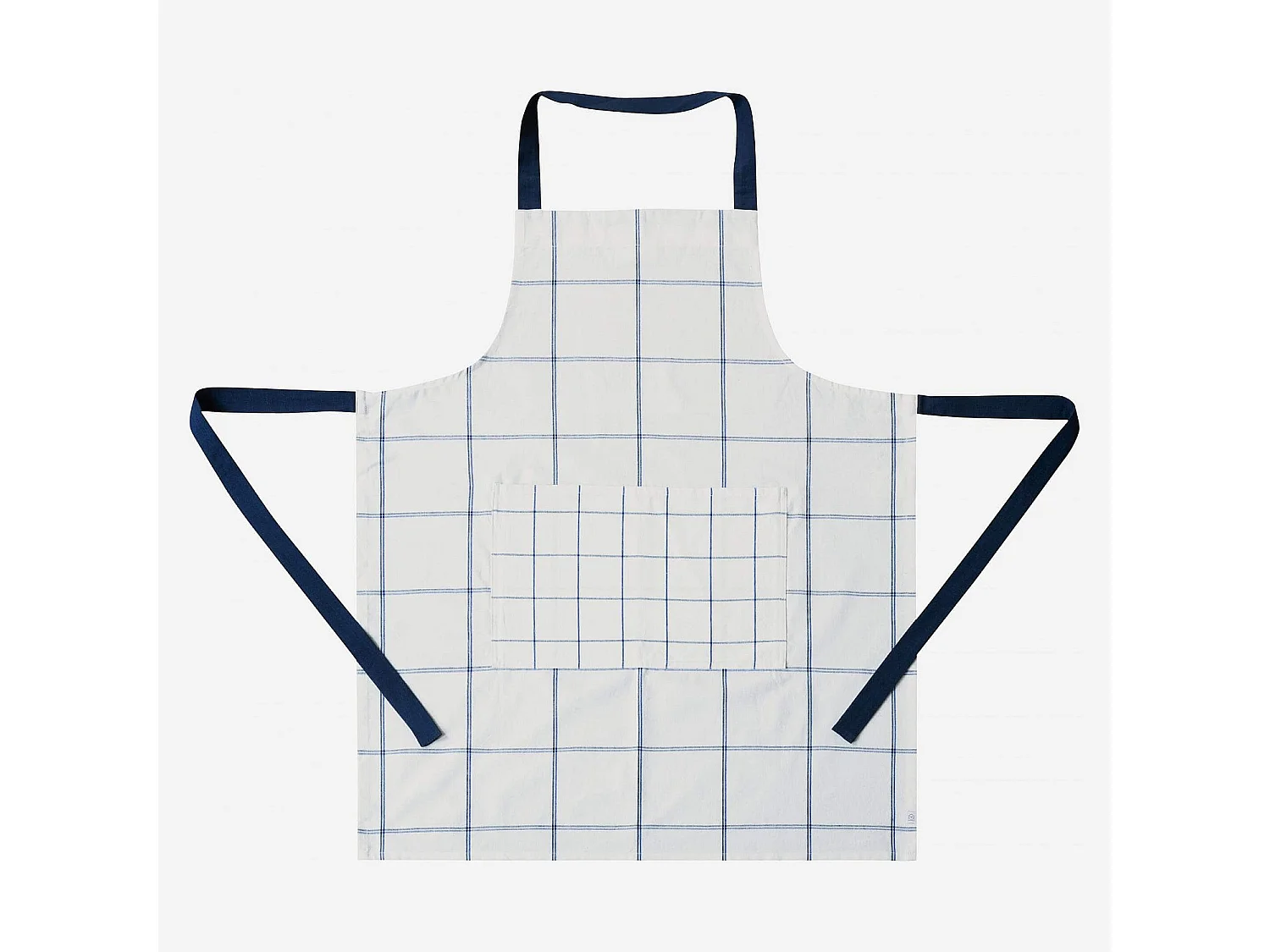 Habitat - Tablier de cuisine en coton - Blanc à carreaux bleus - Julie