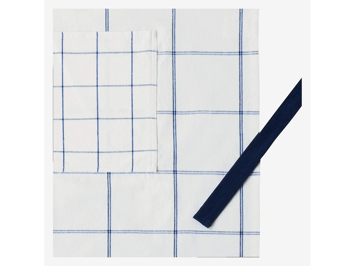 Habitat - Tablier de cuisine en coton - Blanc à carreaux bleus - Julie