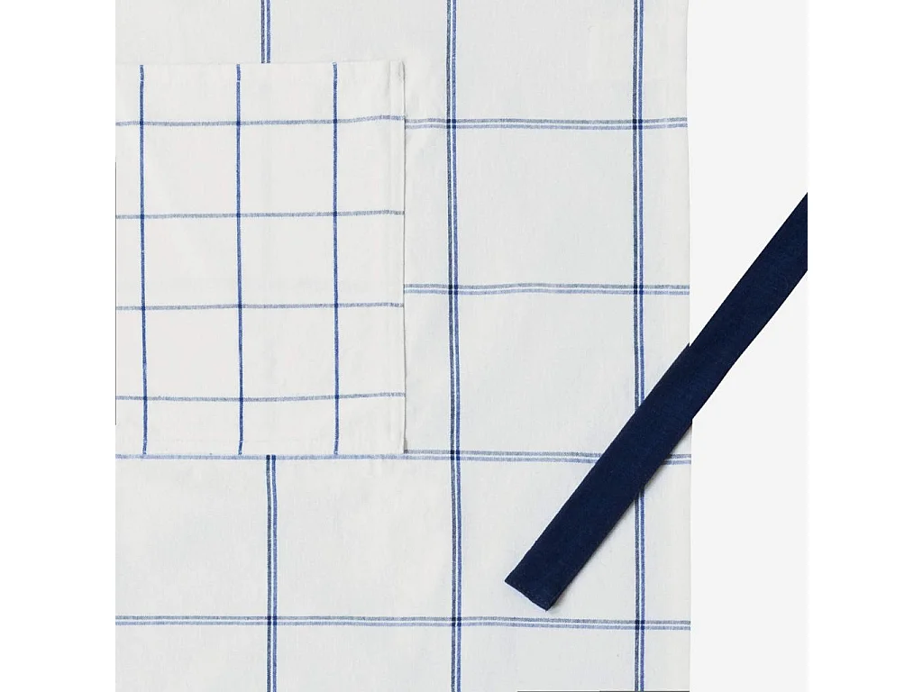 Habitat - Tablier de cuisine en coton - Blanc à carreaux bleus - Julie