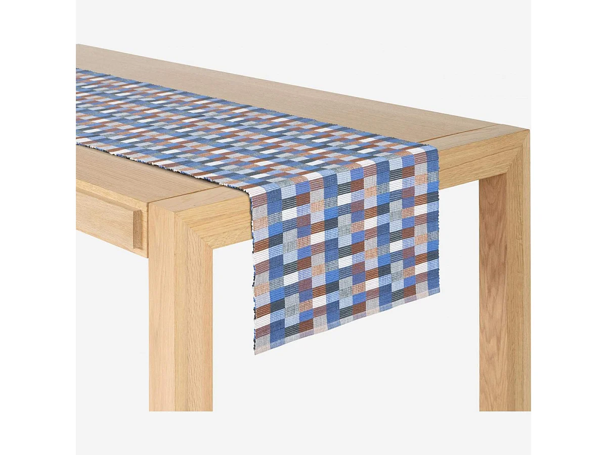 Habitat - Lot de 2 travers de table en coton - 140 x 40 cm - Bleu - Taleb