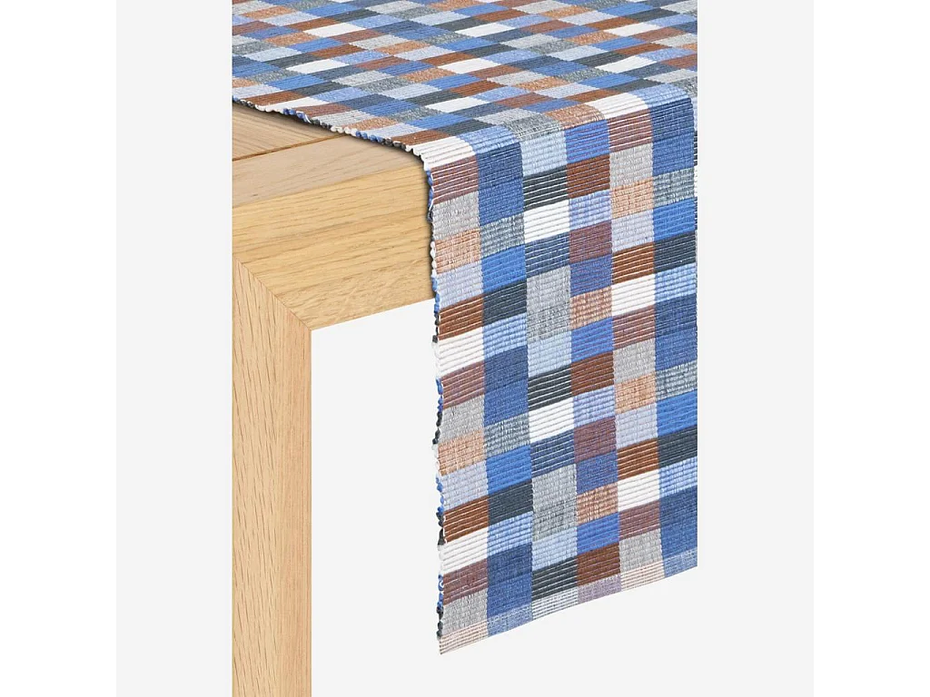 Habitat - Lot de 2 travers de table en coton - 140 x 40 cm - Bleu - Taleb