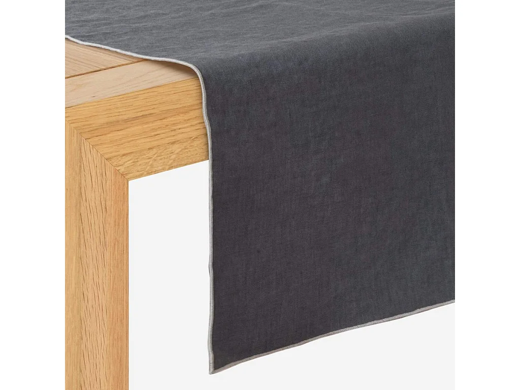 Habitat - Travers de table en lin - 40 x 150 cm - Gris anthracite - Linen