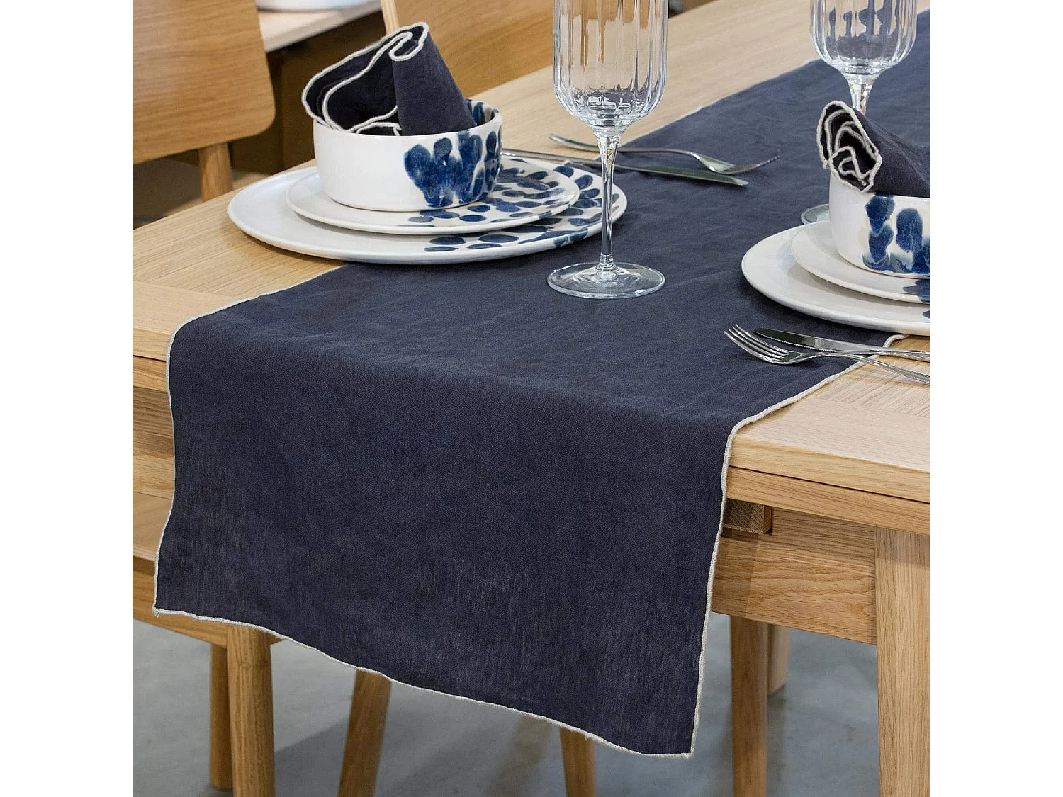 Habitat - Travers de table en lin - 40 x 150 cm - Gris anthracite - Linen