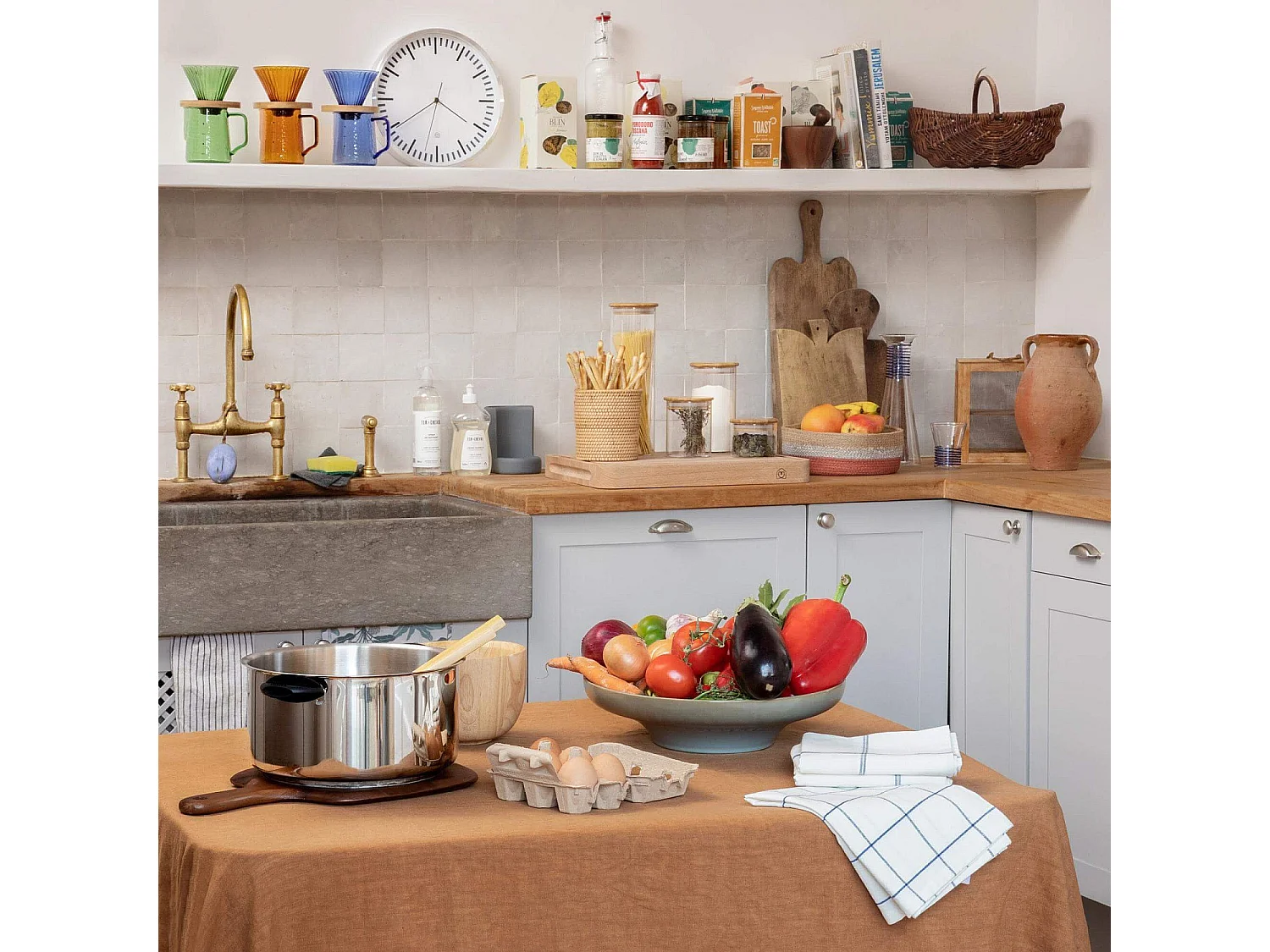 Habitat - Nappe en lin - 150 x 250 cm - Marron caramel - Linen