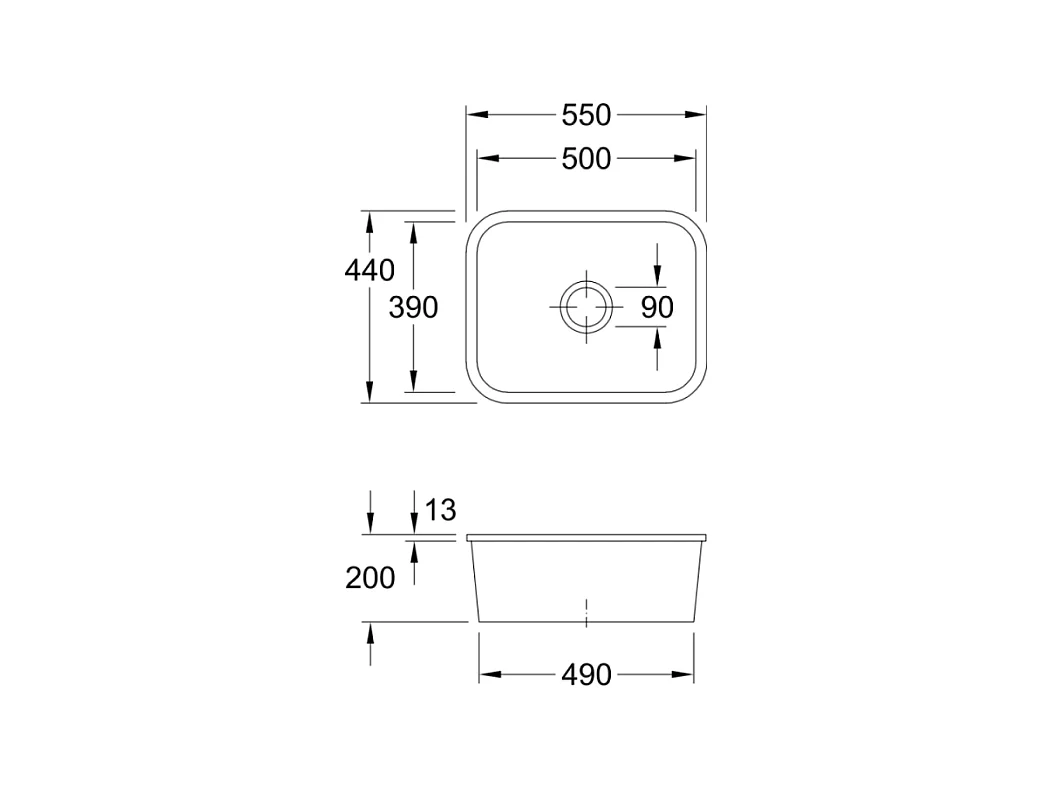 Evier 1 bac Villeroy et Boch Cisterna 60C Pure Black CeramicPlus