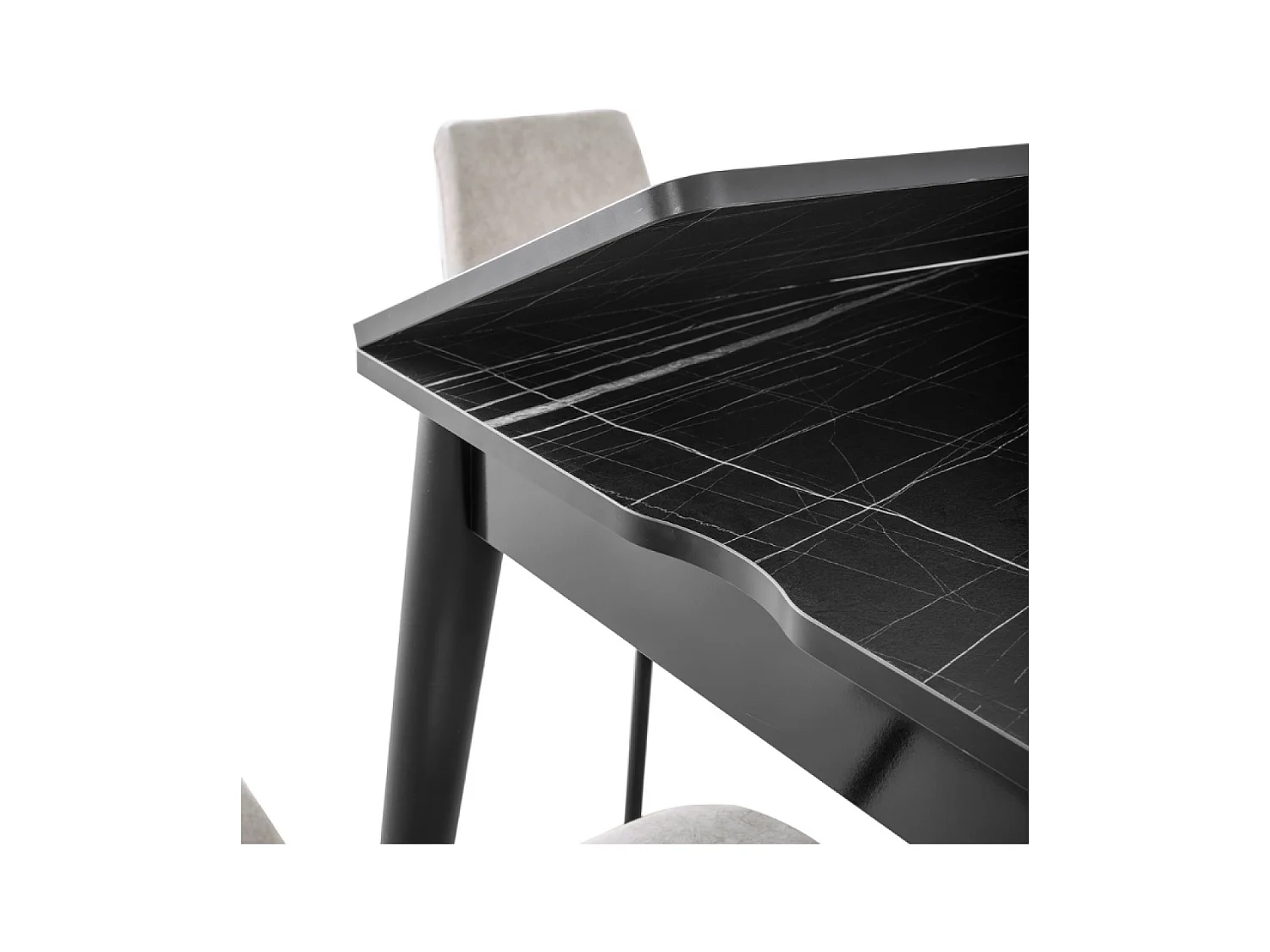 Table à manger extensible 4 personnes marbre noir 80 cm KAVALA