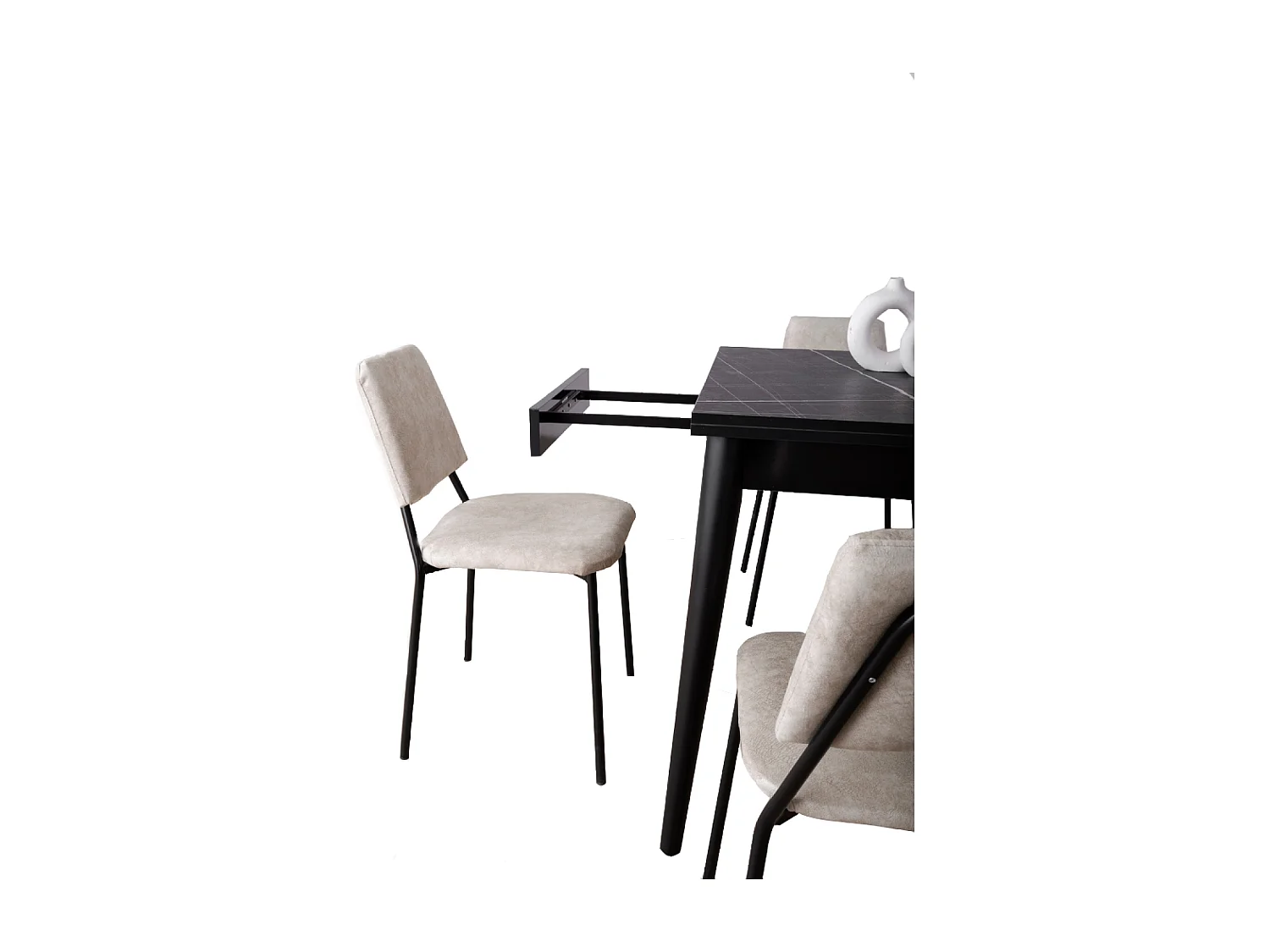 Table à manger extensible 4 personnes marbre noir 80 cm KAVALA