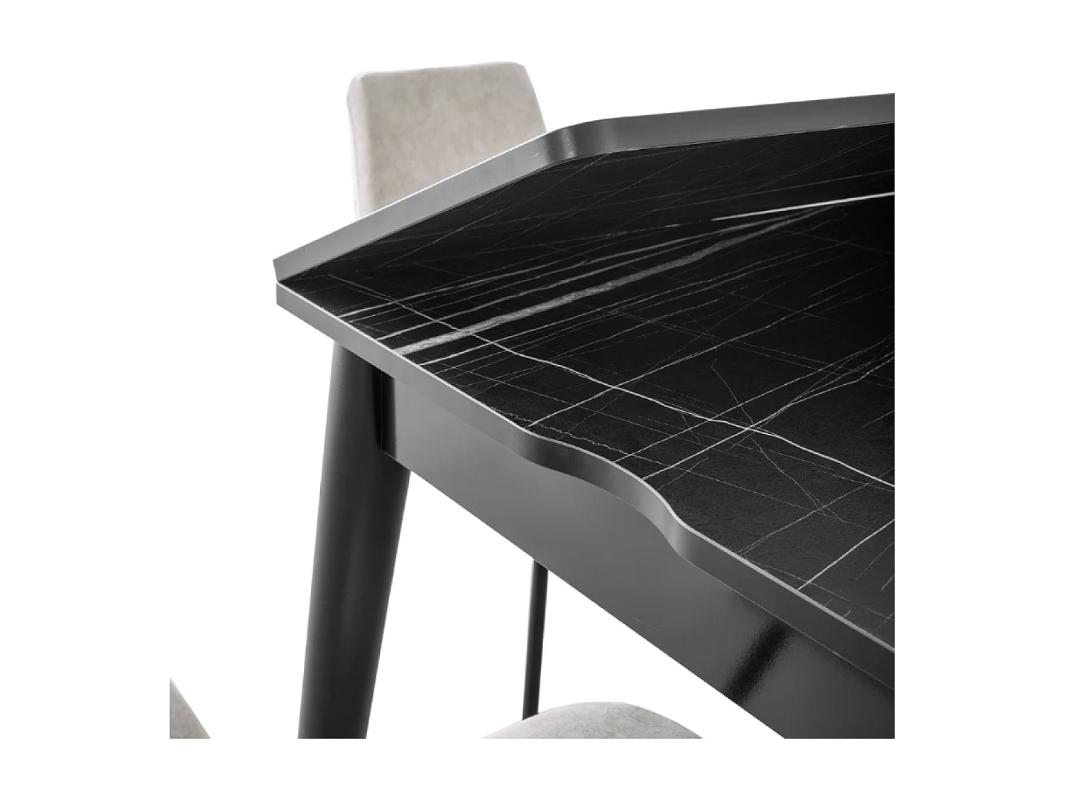 Table à manger extensible 4 personnes marbre noir 80 cm KAVALA