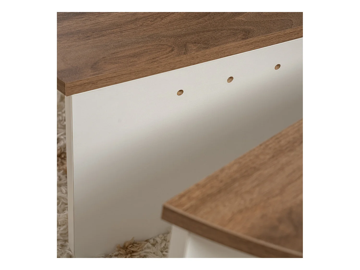 Table basse ronde duo effet travertin 90cm XYN