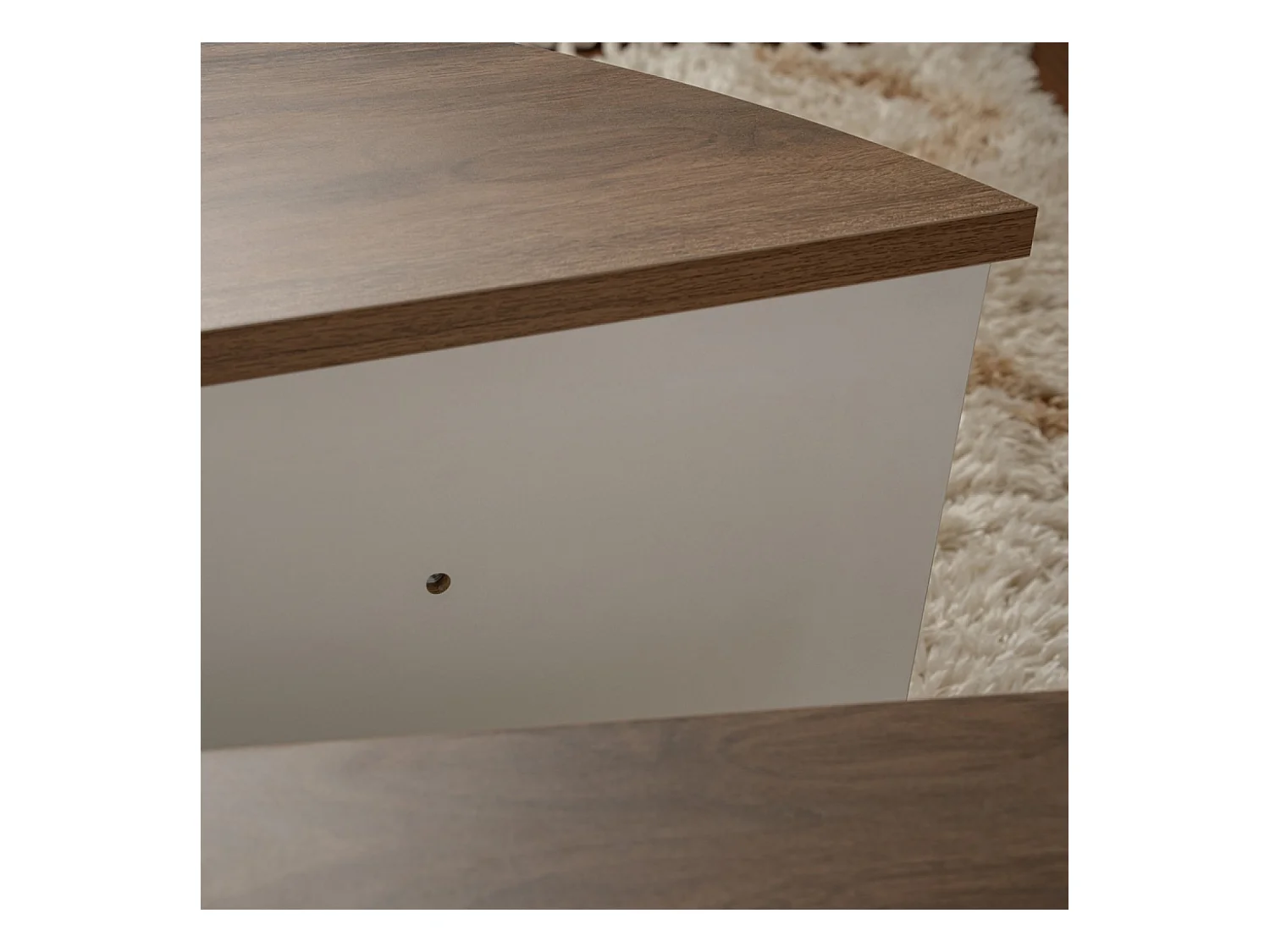 Table basse ronde duo effet travertin 90cm XYN