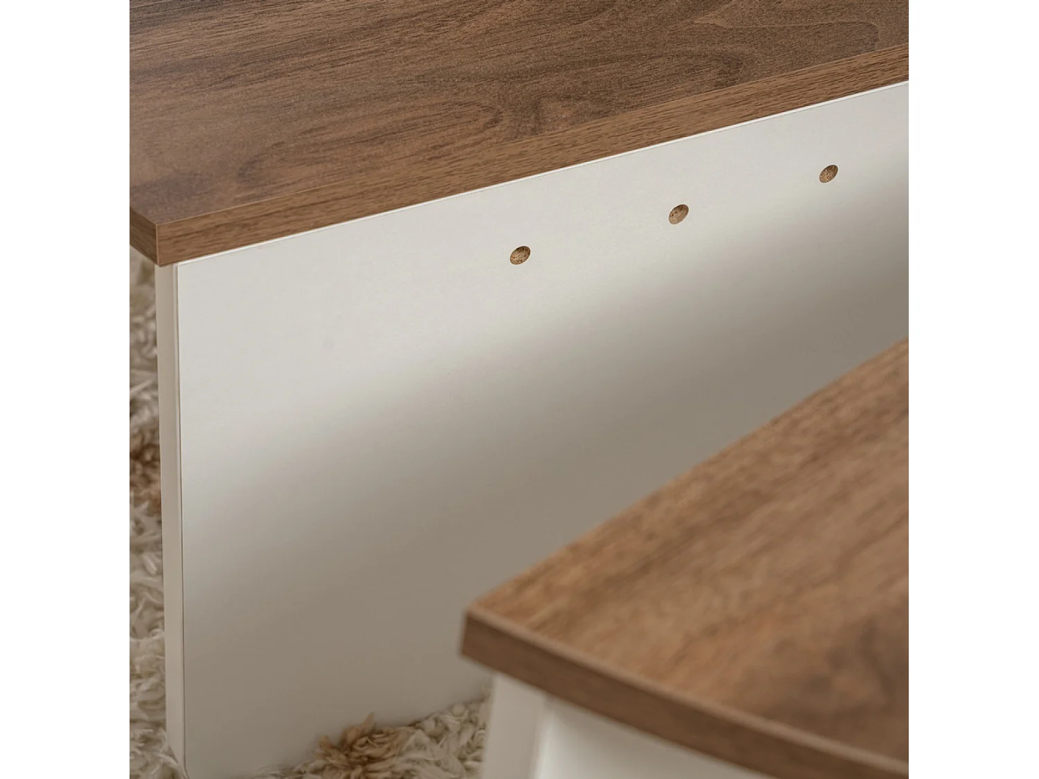 Table basse ronde duo effet travertin 90cm XYN