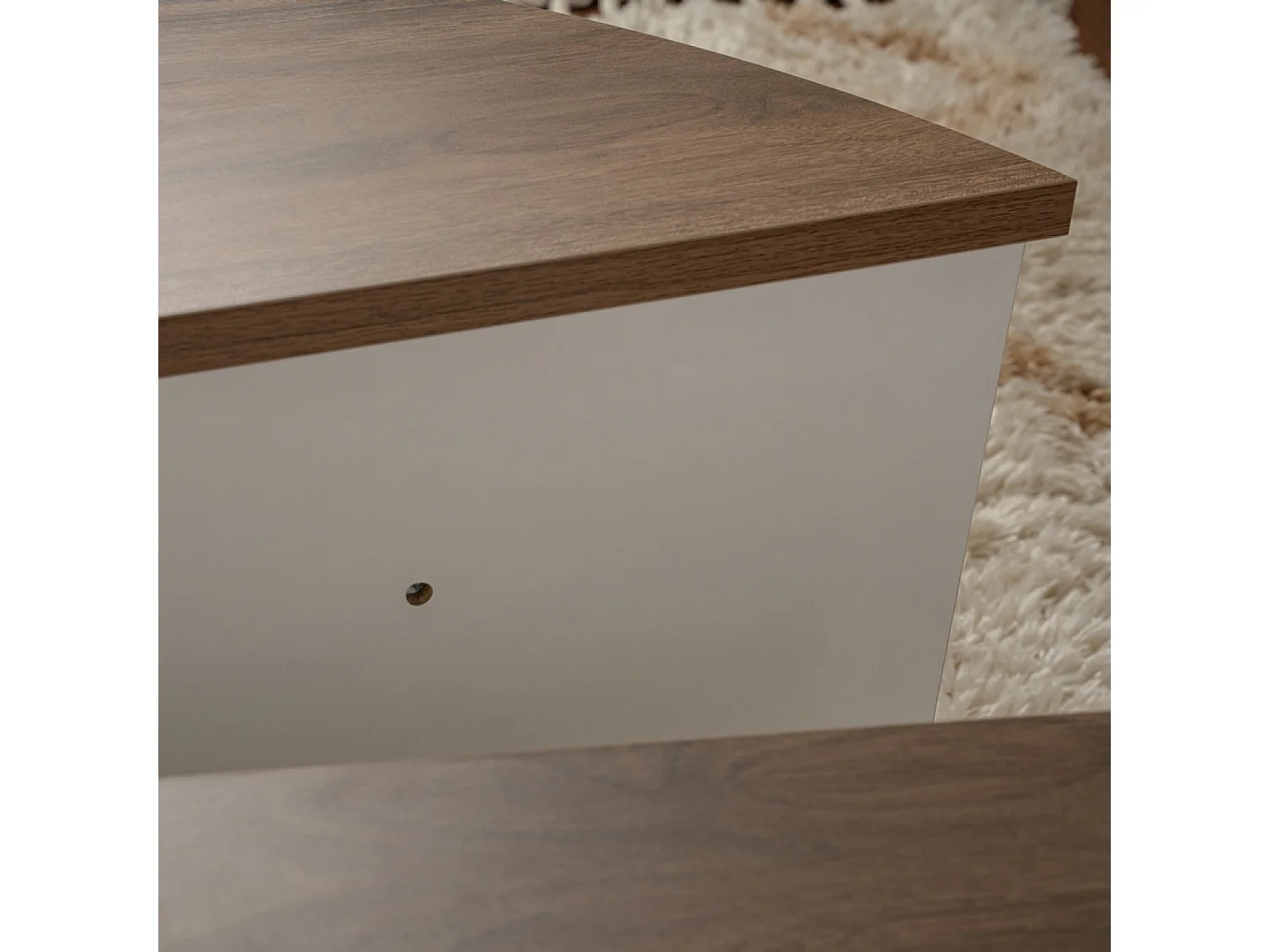 Table basse ronde duo effet travertin 90cm XYN