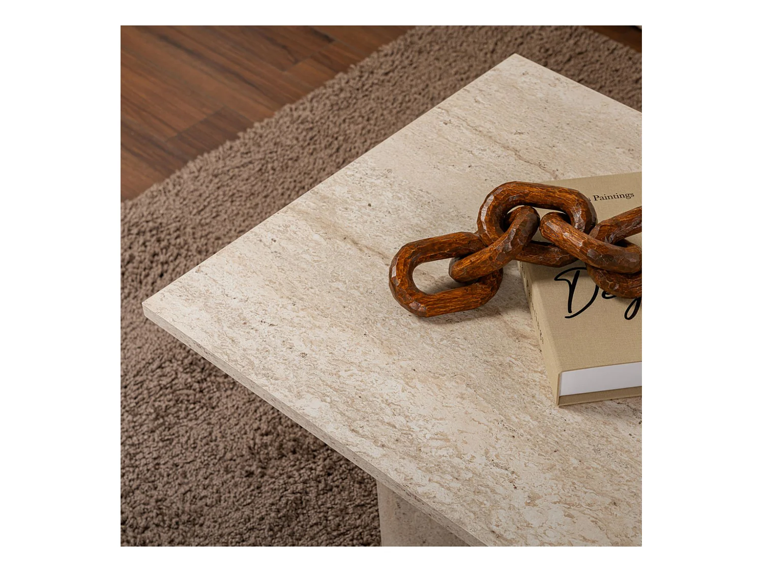 Table basse rectangulaire effet travertin 119x60cm TOPI