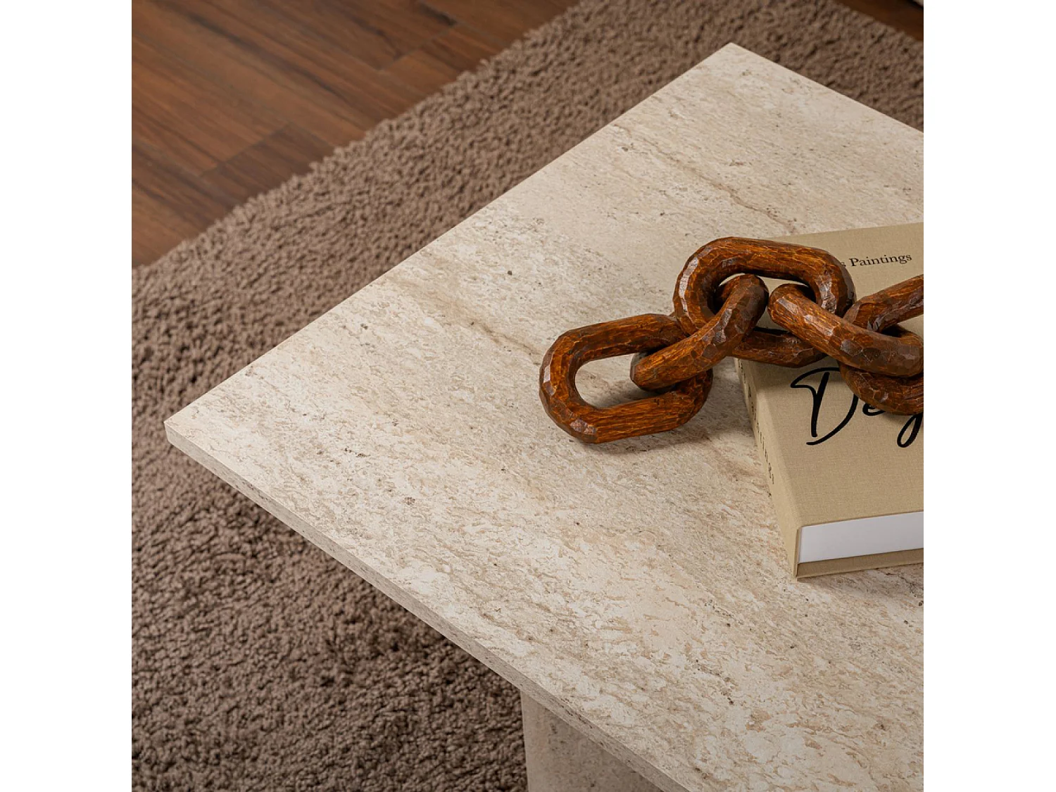 Table basse rectangulaire effet travertin 119x60cm TOPI