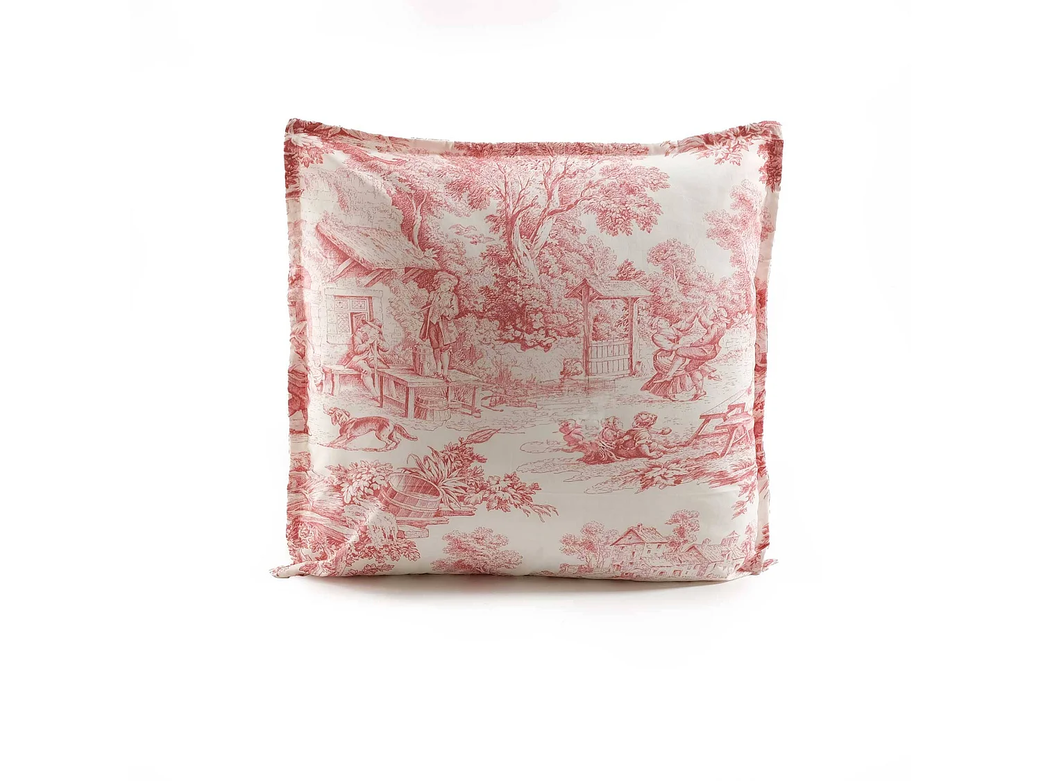 Cuscino arredo in percalle di cotone stampa toile de jouy