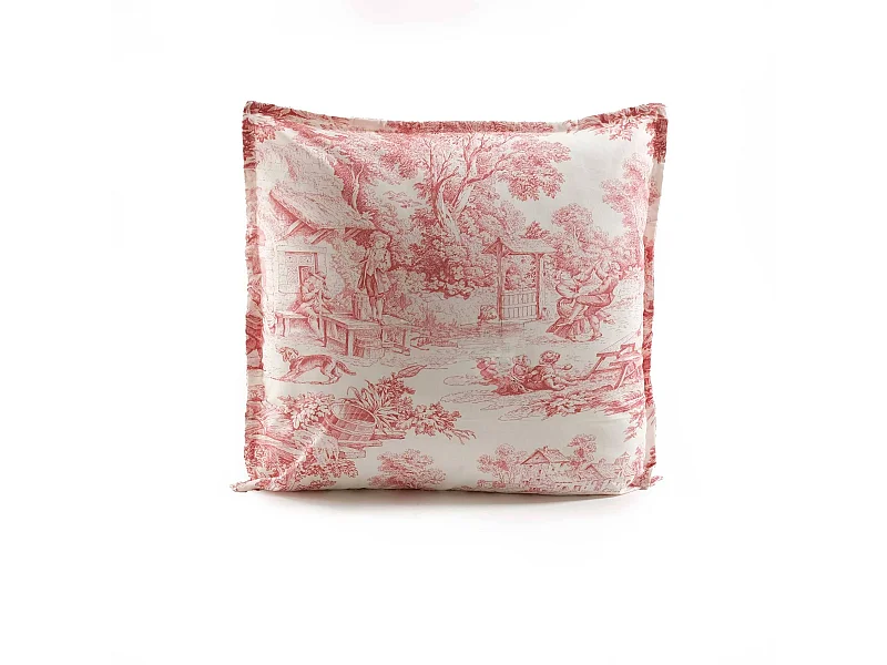 Cuscino arredo in percalle di cotone stampa toile de jouy
