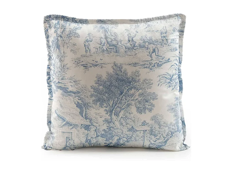 Cuscino arredo in percalle di cotone stampa toile de jouy