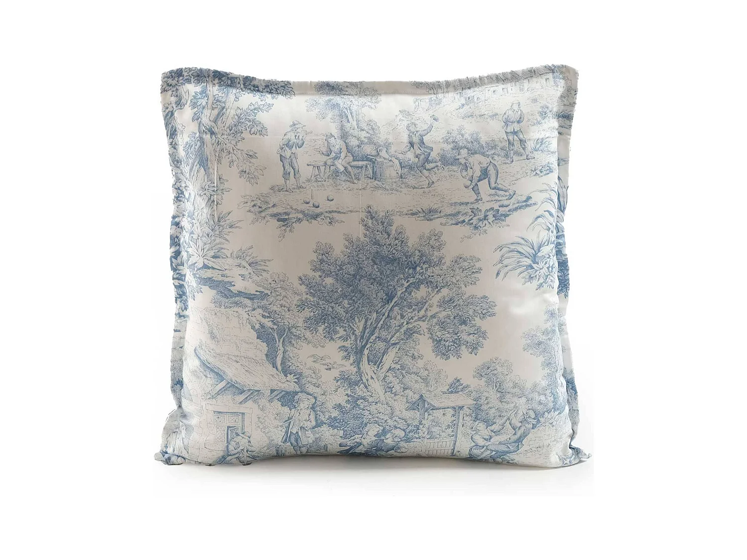 Cuscino arredo in percalle di cotone stampa toile de jouy